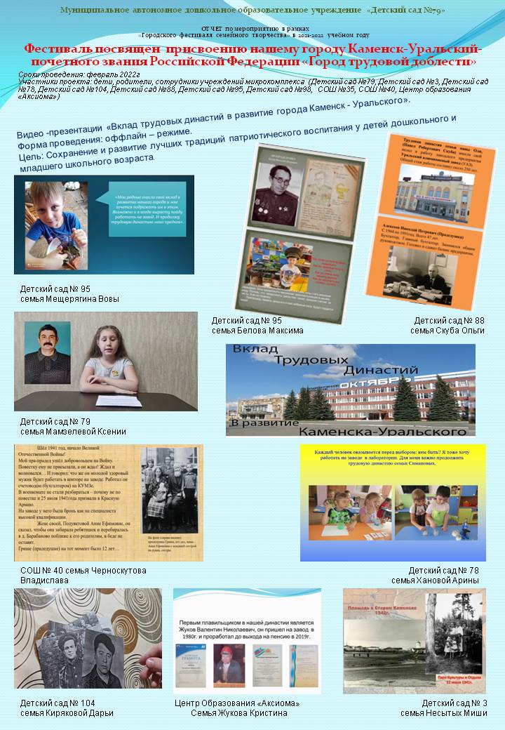 семейный фестиваль 26 февраля 2022г. Детский сад 79